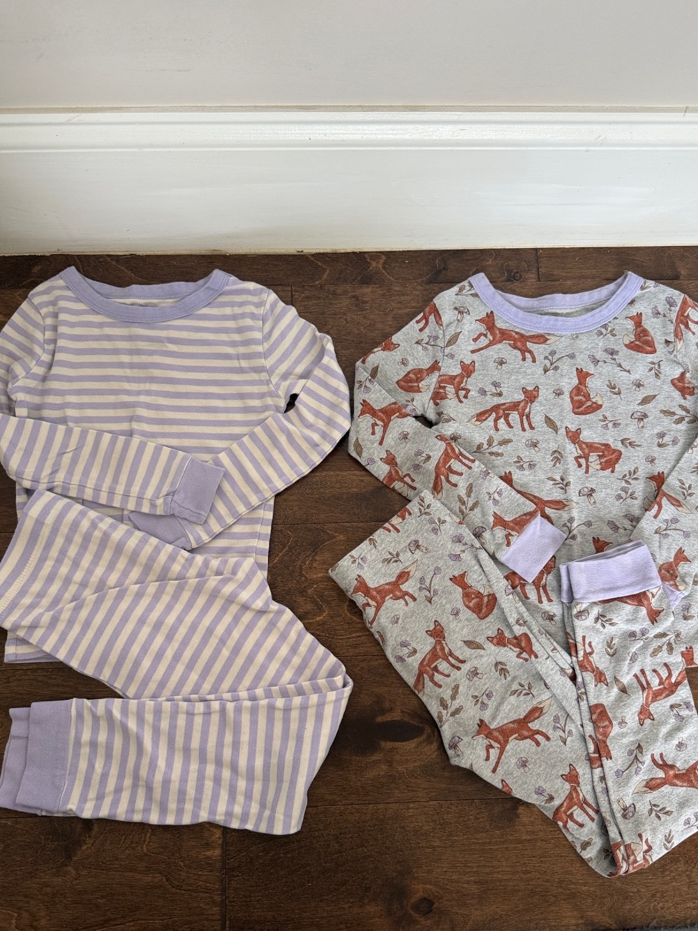 Kids Lavender Stripe and Fox Pajama Set - Soft Lavender Sleepwear